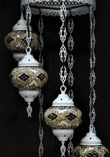 Hanglamp Halay - Oosterse - Glas - Wit - 7 Bollen
