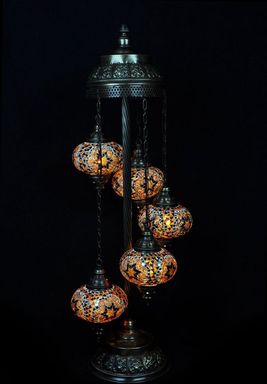 Staande Lamp De Max - Turkse - Mozaïek - Bruin - 5 Bollen