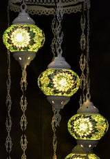 Hanglamp Halay - Oosterse - Glas - Wit - 7 Bollen
