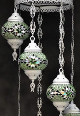 Hanglamp Halay - Oosterse - Glas - Wit - 7 Bollen