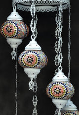 Hanglamp Halay - Oosterse - Glas - Wit - 7 Bollen