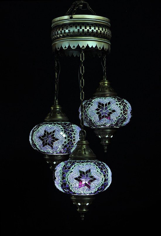 Hanglamp De Max - Turkse - Mozaïek - Paars - 3 Bollen