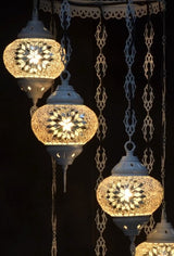 Hanglamp Halay - Oosterse - Glas - Wit - 7 Bollen