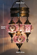 Hanglamp Merkloos - Turkse - Mozaiek - Roze - 4 Bollen