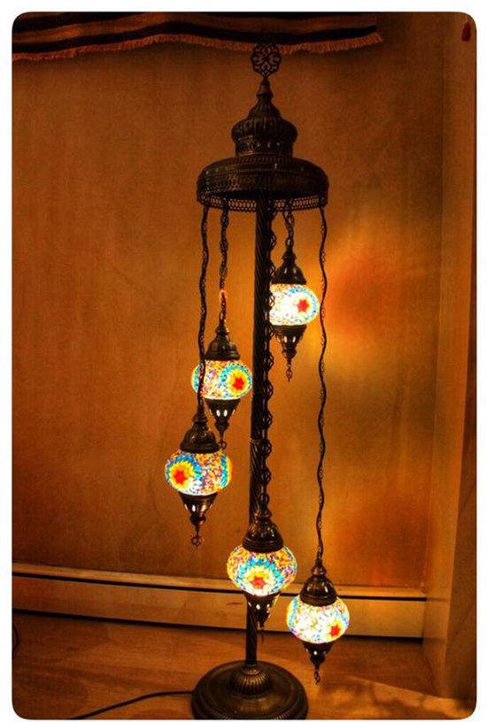 Staande Lamp De Max - Turkse - Glas - Multicolour - 5 Bollen