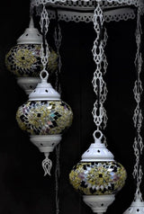 Hanglamp Halay - Oosterse - Glas - Wit - 7 Bollen