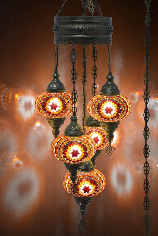 Hanglamp De Max - Turkse - Glas - 5 Bollen