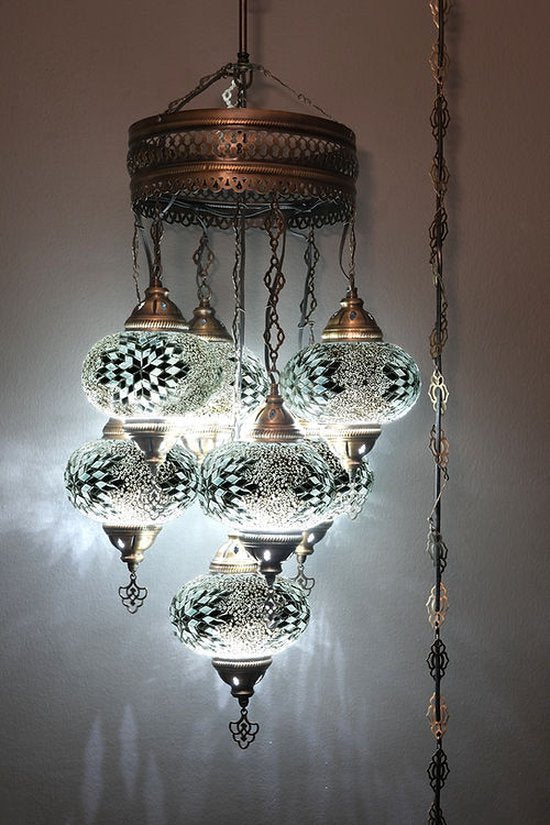 Hanglamp Merkloos - Turkse - Glas - Multicolour - 7 Bollen
