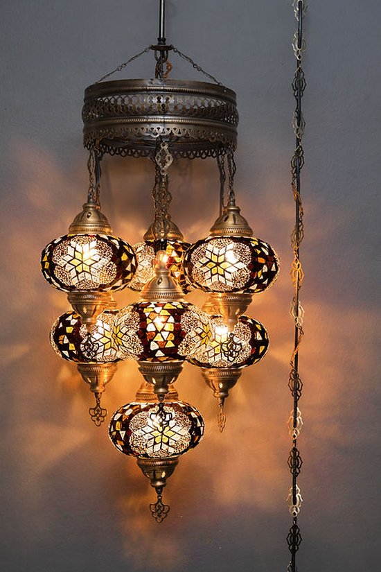 Hanglamp Merkloos - Turkse - Glas - Bruin - 7 Bollen