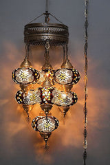 Hanglamp De Max - Turkse - Mozaïek - Bruin - 7 Bollen