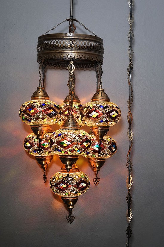 Hanglamp Merkloos - Turkse - Glas - Bruin - 7 Bollen
