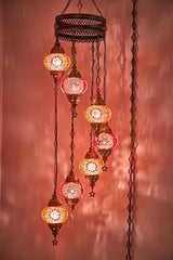 Kroonluchter Merkloos - Oosterse - Glas - Multicolour - 7 Bollen