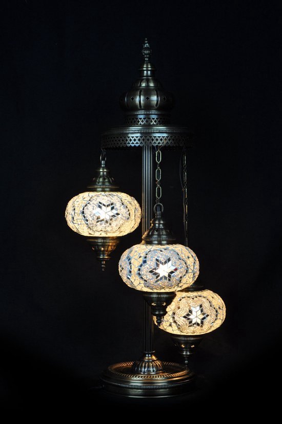 Staande Lamp Merkloos - Turkse - Mozaïek - Wit - 3 Bollen