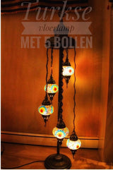 Staande Lamp Halay - Turkse - Glas - Multicolour - 5 Bollen