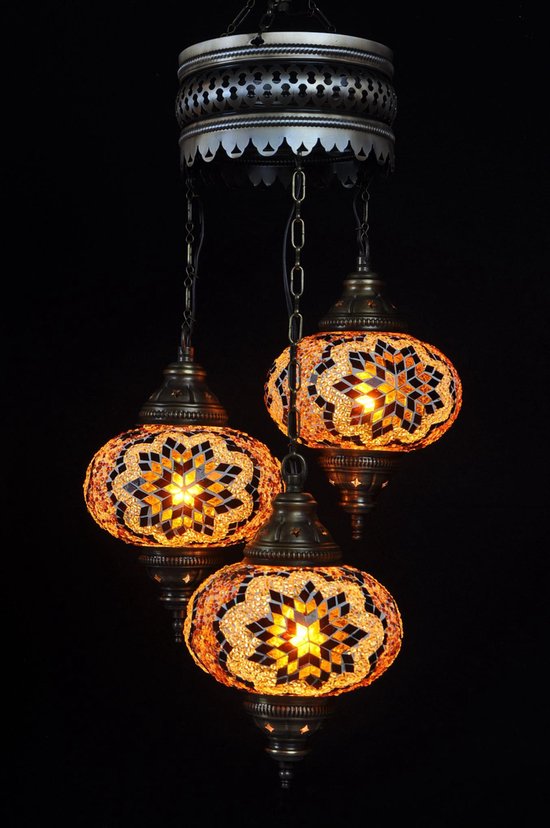 Hanglamp Merkloos - Turkse - Glas - Bruin - 3 Bollen