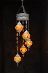 Hanglamp Merkloos - Turkse - Glas - Multicolour - 5 Bollen