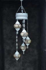 Hanglamp Halay - Turkse - Glas - Blauw - 5 Bollen