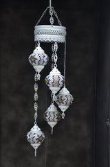 Hanglamp Halay - Turkse - Glas - Blauw - 5 Bollen
