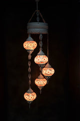 Hanglamp Merkloos - Turkse - Glas - Roze - 5 Bollen