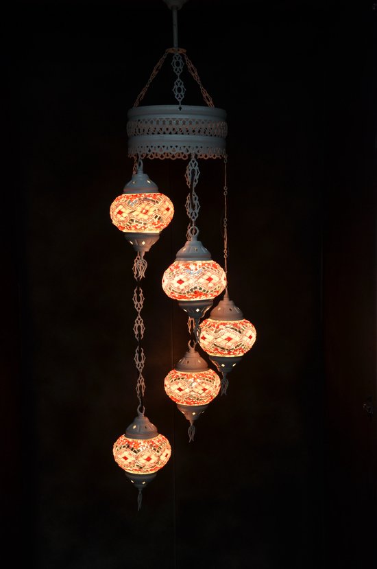Hanglamp Merkloos - Turkse - Glas - Roze - 5 Bollen