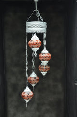 Hanglamp Halay - Turkse - Glas - Blauw - 5 Bollen