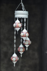 Hanglamp Halay - Turkse - Glas - Blauw - 5 Bollen