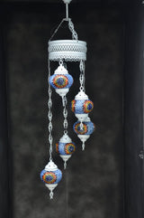 Hanglamp Halay - Turkse - Glas - Blauw - 5 Bollen