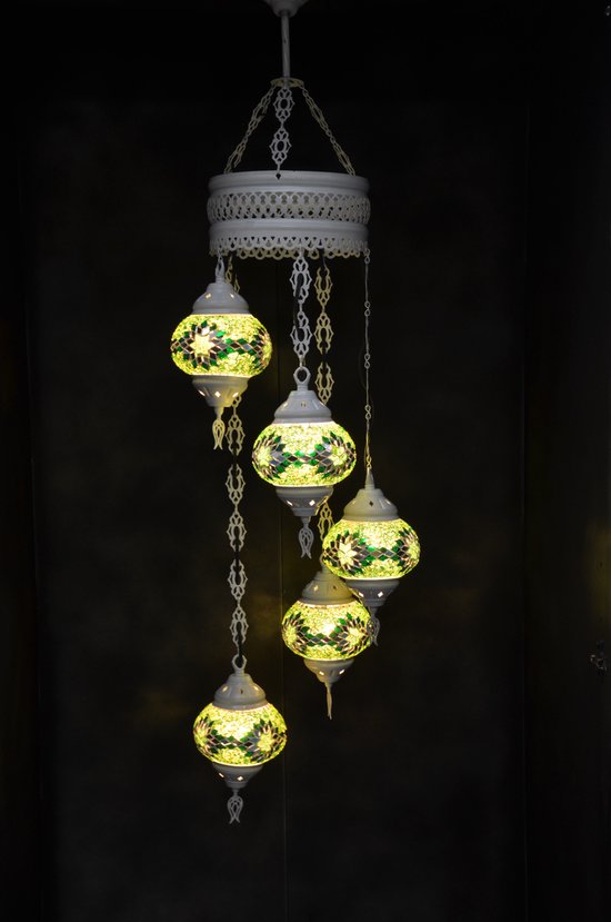 Hanglamp Merkloos - Turkse - Glas - Groen - 5 Bollen