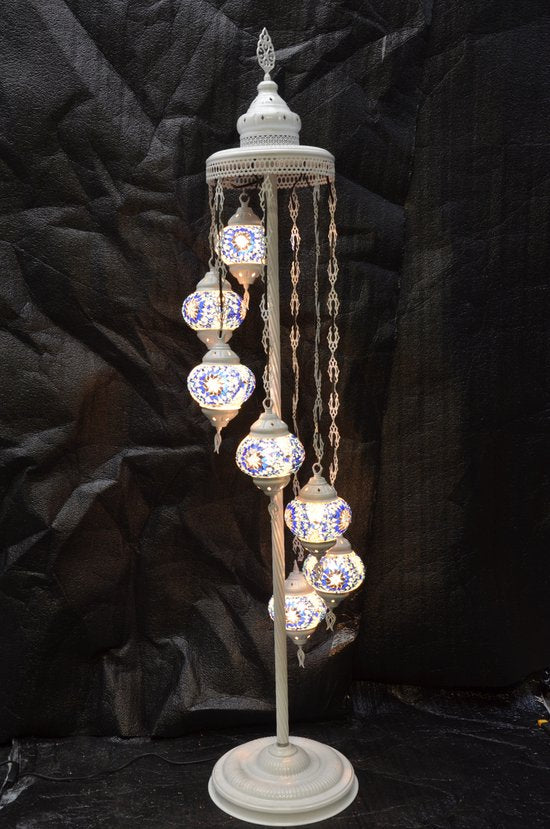 Staande Lamp Merkloos - Turkse - Mozaïek - Blauw - 7 Bollen