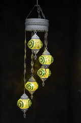 Hanglamp Merkloos - Turkse - Glas - Groen - 5 Bollen
