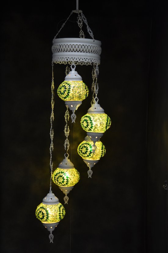 Hanglamp Merkloos - Turkse - Glas - Groen - 5 Bollen
