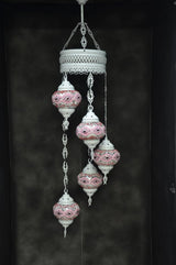 Hanglamp Merkloos - Turkse - Glas - Roze - 5 Bollen