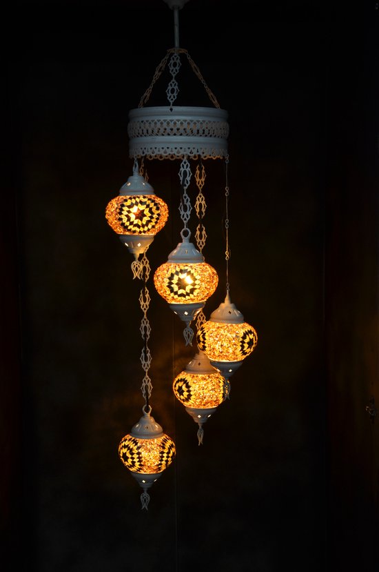 Hanglamp Merkloos - Turkse - Glas - Bruin - 5 Bollen