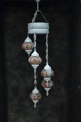 Hanglamp Halay - Turkse - Glas - Blauw - 5 Bollen