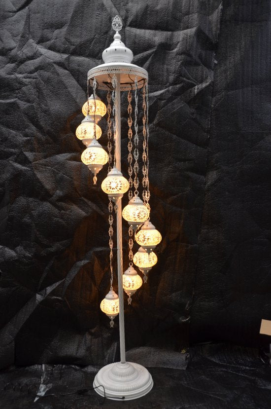 Staande Lamp Merkloos - Turkse - Mozaïek - Wit - 9 Bollen