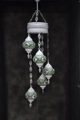 Hanglamp Merkloos - Turkse - Glas - Groen - 5 Bollen