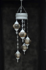 Hanglamp Merkloos - Turkse - Glas - Bruin - 5 Bollen