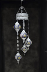 Hanglamp Halay - Turkse - Glas - Blauw - 5 Bollen