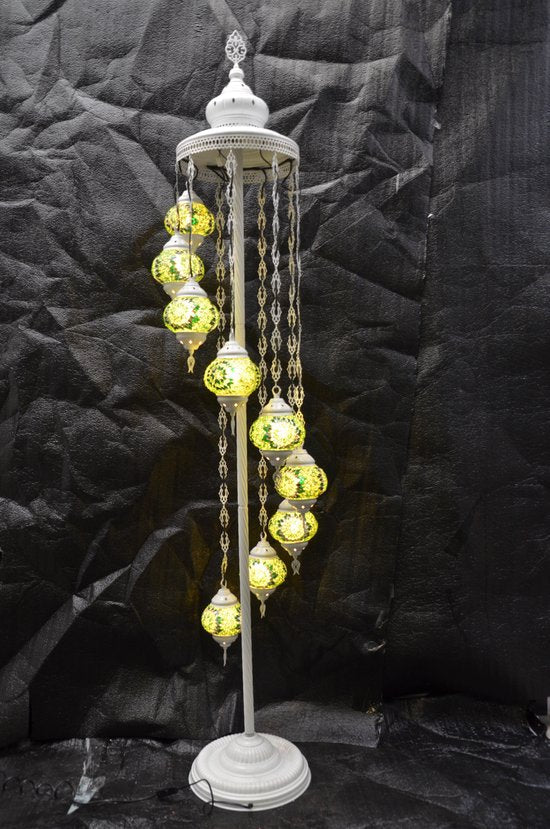 Staande Lamp Fanny Bvba - Turkse - Mozaïek - Groen - 9 Bollen