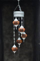 Hanglamp Halay - Turkse - Glas - Blauw - 5 Bollen