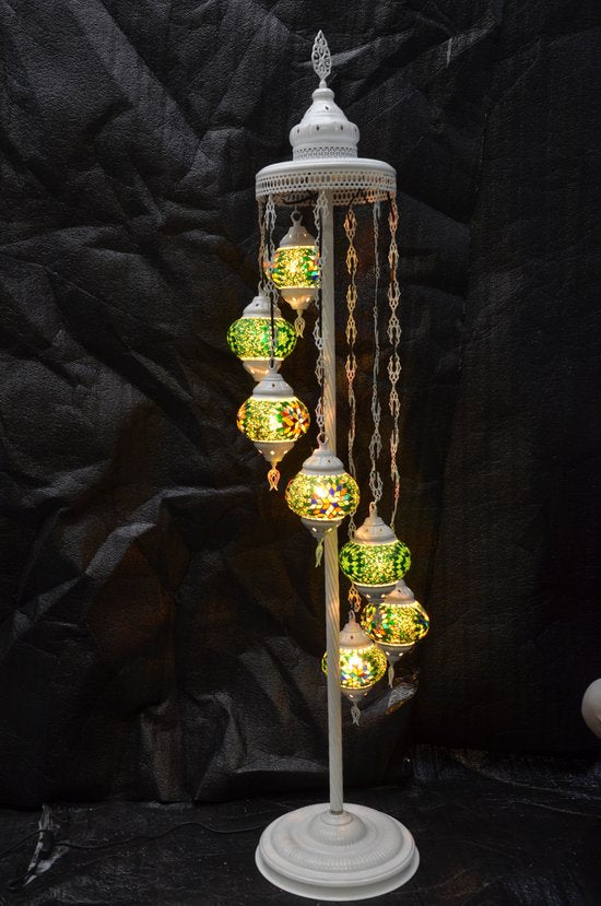 Staande Lamp Merkloos - Turkse - Mozaïek - Groen - 7 Bollen