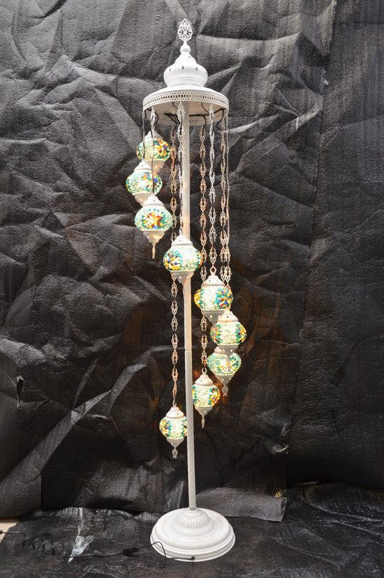 Staande Lamp Merkloos - Turkse - Mozaïek - Blauw - 9 Bollen