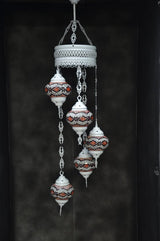 Hanglamp Halay - Turkse - Glas - Blauw - 5 Bollen