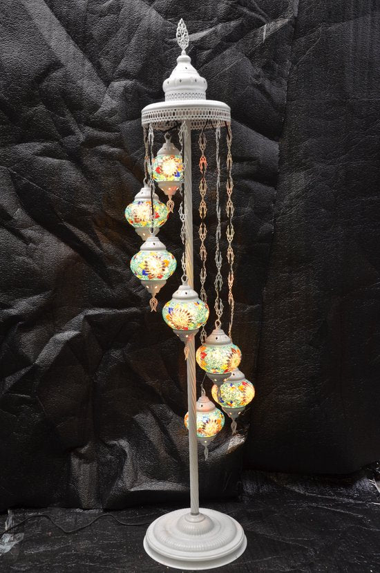 Staande Lamp Merkloos - Turkse - Mozaïek - Blauw - 7 Bollen