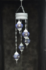 Hanglamp Halay - Turkse - Glas - Blauw - 5 Bollen