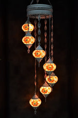 Hanglamp Halay - Oosterse - Glas - Wit - 7 Bollen