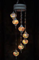 Hanglamp Halay - Oosterse - Glas - Wit - 7 Bollen