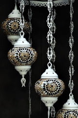 Hanglamp Halay - Oosterse - Glas - Wit - 7 Bollen