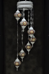 Hanglamp Halay - Oosterse - Glas - Wit - 7 Bollen