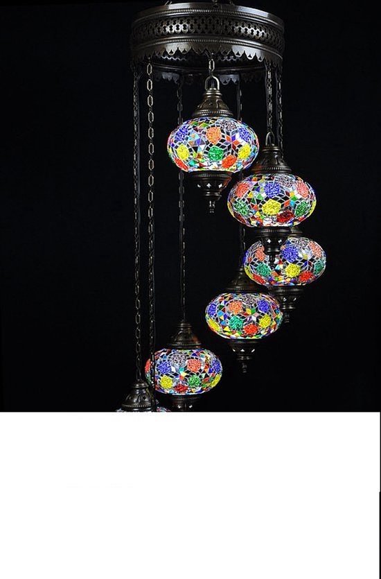Hanglamp De Max - Turkse - Mozaïek - Multicolour - 5 Bollen